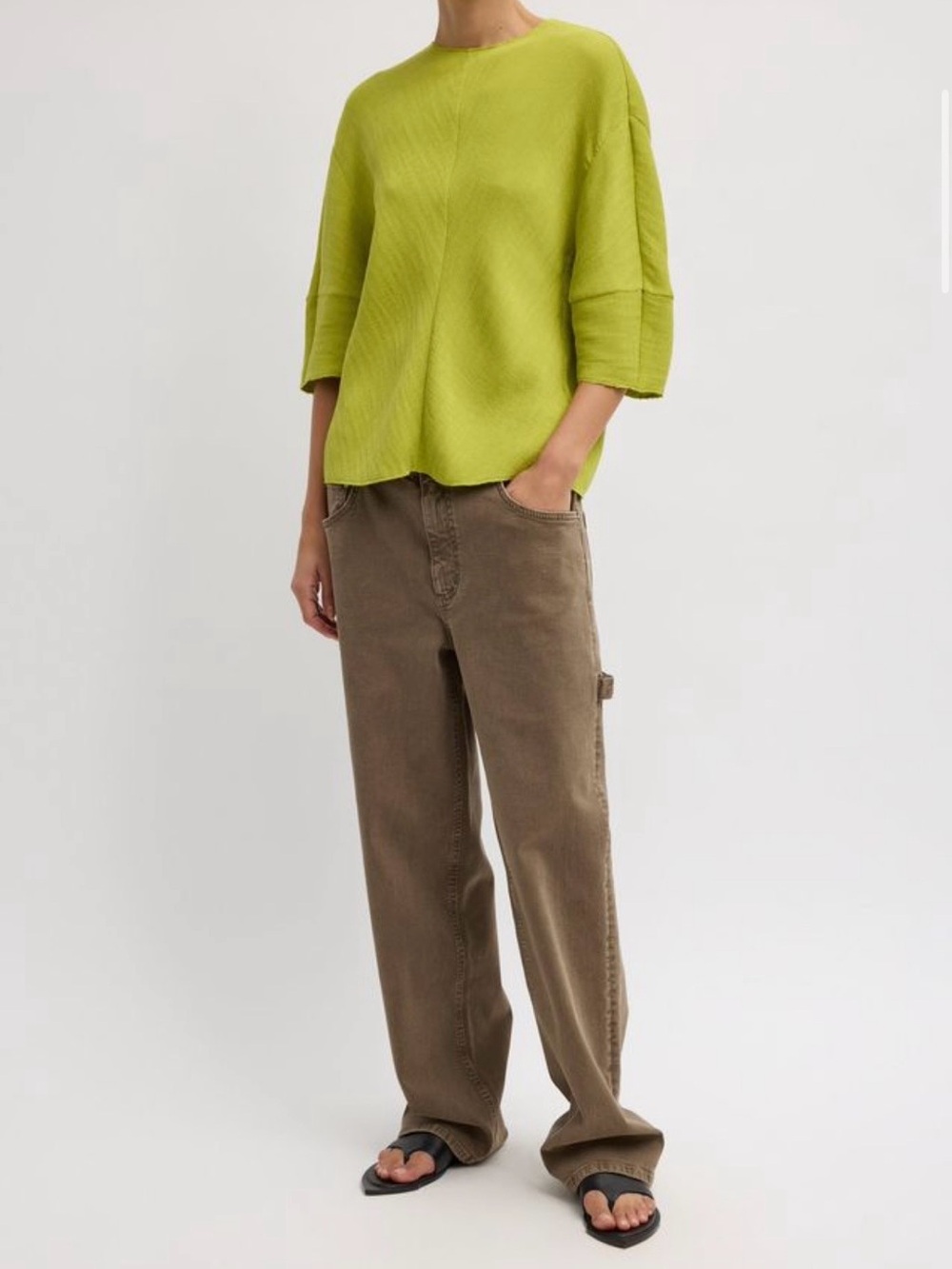 Tibi Lime Green Boxy Sleeve Top - Picture 2 of 7